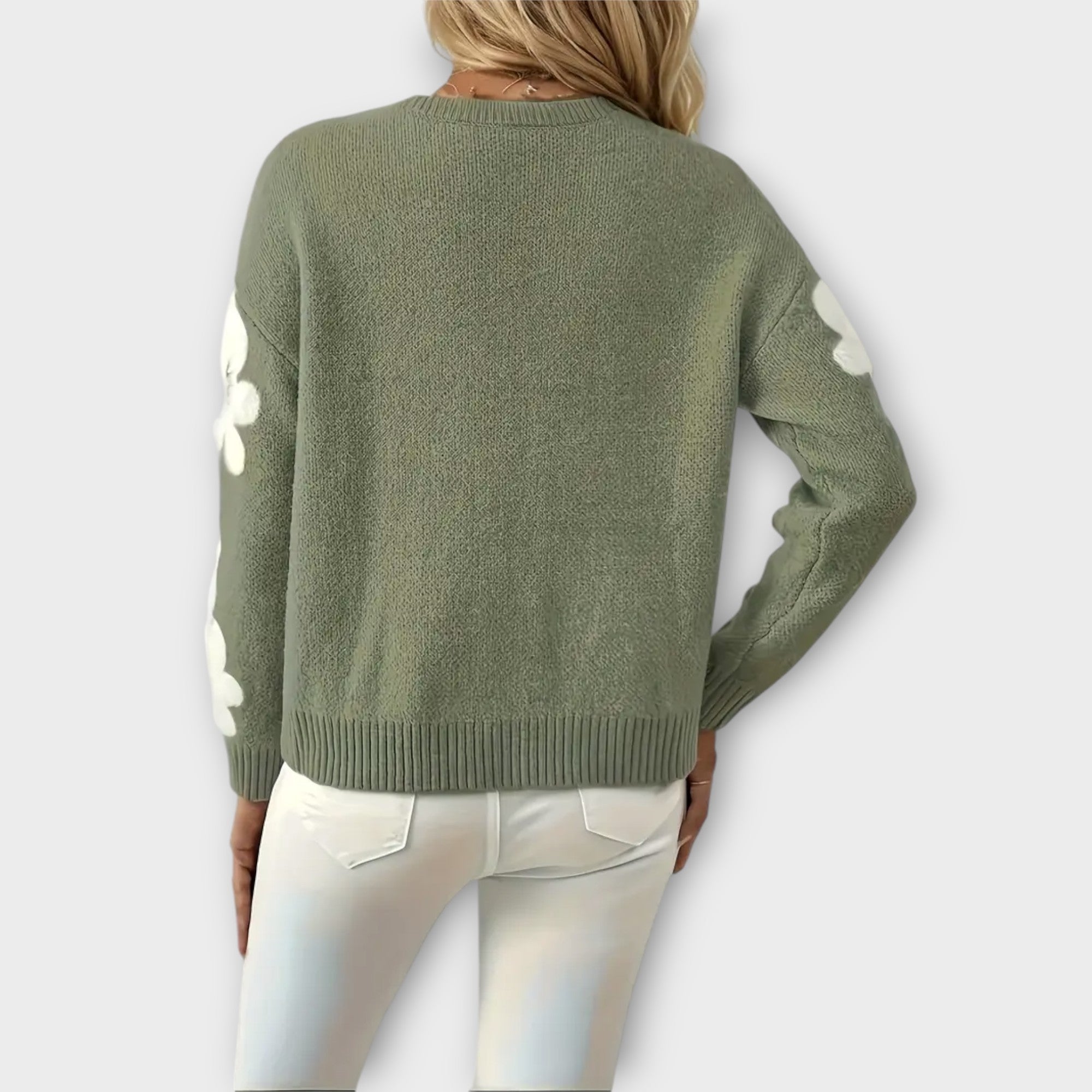 Silke - Soft Knit Sweater with Floral Design